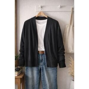 Perceptions New York Black Open Front Cardigan Womens Medium